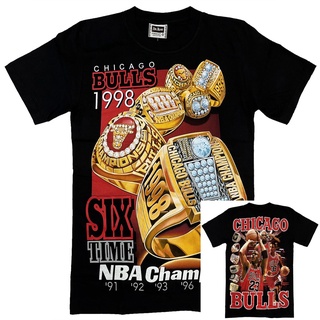 Wf เสื้อยืดแขนสั้น คอกลม พิมพ์ลาย CHICAGO BULLS SIX TIME NBA CHAMPION แฟชั่นสําหรับผู้ชาย และผู้หญิง