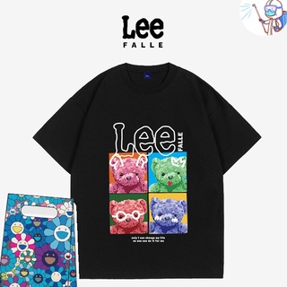 Leefalle เสื้อยืดคอกลม ผ้าฝ้าย พิมพ์ลายการ์ตูนหมีน่ารัก เข้ากับทุกการแต่งกาย แฟชั่นฤดูร้อน