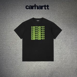 Carhartt เสื้อยืดลําลอง แขนสั้น คอกลม พิมพ์ลายโลโก้ตัวอักษร carhartt ไล่โทนสี แฟชั่นฤดูใบไม้ผลิ ฤดูร้อน สําหรับผู้ชาย