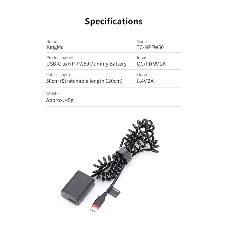 KingMa Dummy Sony NP FW50 แบตไลฟ์สด DC Coupler แบตกระสือ FW50 (รับประกัน1ปี) - รูปที่ 5