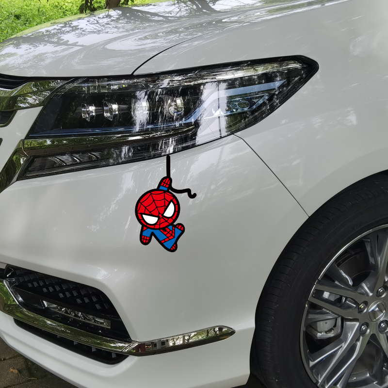 Spiderman สติกเกอร์รถรถ Scratch ฝาครอบรูปลอกรถจักรยานยนต์ไฟฟ้าดัดแปลงสติกเกอร์ด้านหลังตลกรถสติกเกอร์
