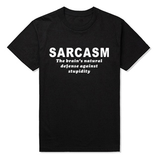 เสื้อยืดแขนสั้น พิมพ์ลาย Sarcasm Brains Natural Defense Against Stupidity แฟชั่นฤดูร้อน สําหรับผู้ชายS-5XL