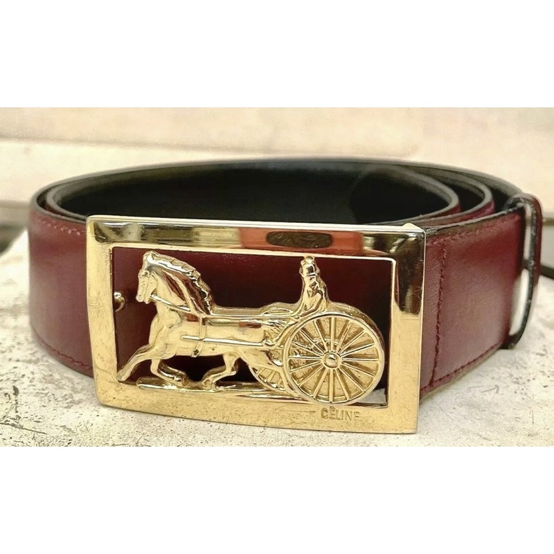 Celine horse carriage belt vintage burgundy