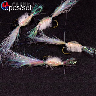 CHINK 5PCS New Flies Lure Portable Ice silk shrimp hook Fly Trout Fishing Lures Artificial Insect Crank Bionic Bait Hot Swimbaits Treble Hooks Shrimp