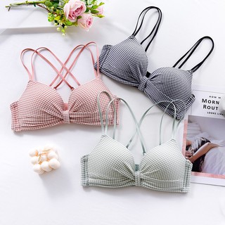 พร้อมส่งจากไทย💥Sanay Bra💥 (N418) เสื้อชั้นในลายสก๊อต ทรงสวย เซ็กซี่ สวมใส่สบาย