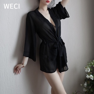 【พร้อมส่ง】Weci เสื้อคลุมอาบน้ําผ้าไหมผ้าชีฟองผ้าซาตินผ้าซาตินสําหรับผู้หญิงเจ้าสาว