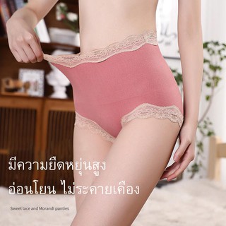 ๊๊Underwearshop 677# กางเกงในหญิง ผ้าทอหญิงเอวสูง รุ่งเก็บพุง ดีเทลขาลูกไม้  กระชับหน้าท้อง 🍭