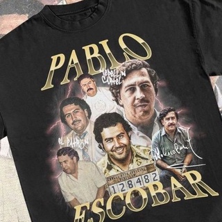 ผ้าฝ้ายแท้เสื้อยืด พิมพ์ลาย Pablo ESCOBAR | ขนาดใหญ่ | วินเทจ | สีดํา | Narcos | ซีรี่ส์ | Tokoh กล่องเฟซ | ผู้ใหญ่ ผู้ห
