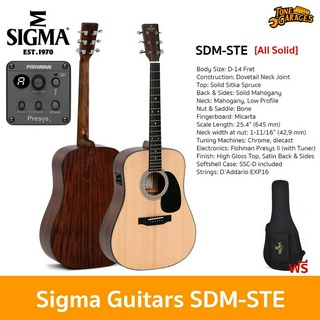 Sigma Gutiars SDM-STE All Solid Acoustic Guitar กีต้าร์โปร่ง ไม้แท้ ทรง Dreadnought แถมฟรี softcase