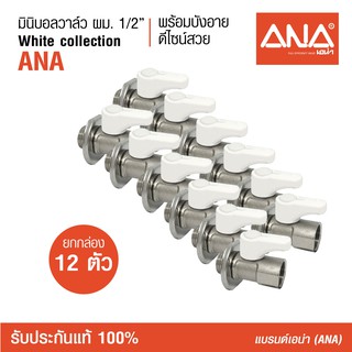 [ซื้อยกกล่อง!] ANA (เอน่า) มินิบอลวาล์ว ผม. ด้ามสีขาว ทำจากทองเหลืองแท้  ชุบนิกเกิล  มีบังอาย ด้ามจับขนาดเหมาะมือ