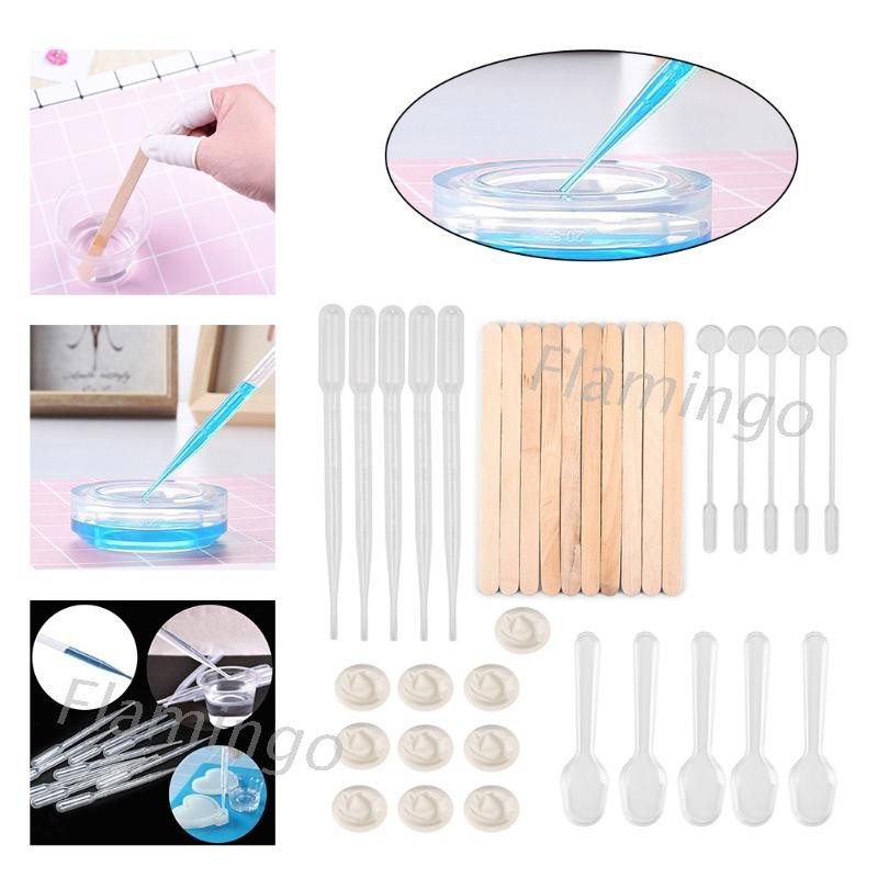 FLGO 35 Pcs Resin Mold Tools Dropper Stirring Rod Finger Cots for DIY Epoxy UV Resin
