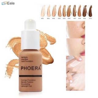 【สต็อกพร้อม】 Phoera รองพื้นสำหรับใบหน้า Base Makeup Matte Oil Control Concealer Full Coverage Liquid Foundation Cream เครื่องสำอาง30Ml ↑ Eele