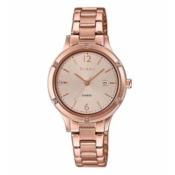 นาฬิกาข้อมือ Casio Sheen รุ่น SHE-4533PG-4AUDF สีชมพู นาฬิกาผู้หญิง สายสแตนเลส ของแท้ 100% ประกันศูนย์เซนทรัล 1 ปี