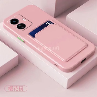 เคสโทรศัพท์มือถือแบบนิ่ม TPU พร้อมกระเป๋าใส่บัตร หลากสี สําหรับ VIVO Y35 4G Y30 5G Y16 5G Y02S Y01A Y77 5G