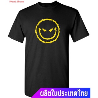 ผ้าฝ้าย 100%เสื้อยืดกีฬา Evil Smile Face Graphic Novelty Sarcastic Funny T Shirt Sports T-shirtS-3XL