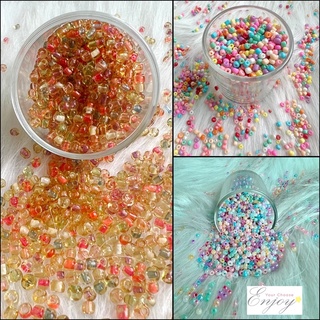 (พร้อมส่ง) ลูกปัดเม็ดทราย โทนคละสี 3-4mm (20กรัม)