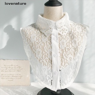 &lt;Lovenature&gt; ปกเสื้อปลอม แบบนิ่ม แต่งลูกไม้ มีรูกลวง