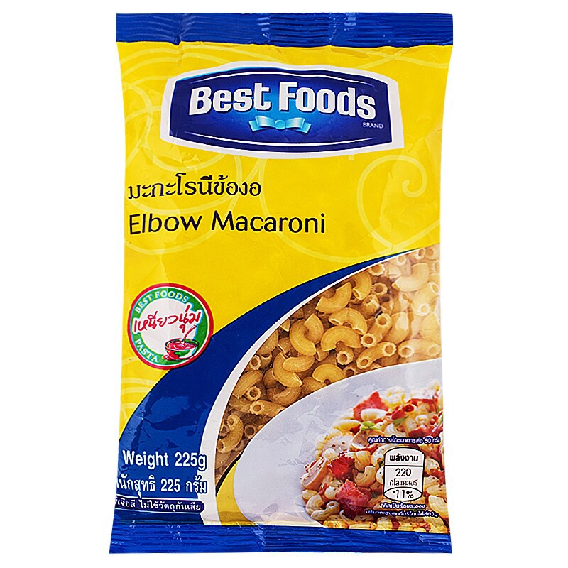 เบสท์ฟู้ดส์มะกะโรนีรูปข้องอ 225กรัม Best Foods Elbow Macaroni 225 g.