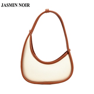 Jasmin NOIR กระเป๋าสะพายไหล่ กระเป๋าถือ สะพายข้าง ผ้าฟาบริค ลายดวงจันทร์ เรียบง่าย สําหรับสตรี