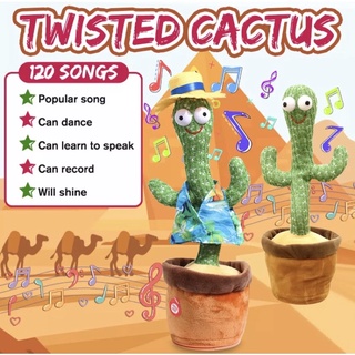 ஐ¤▧Tik Tok Hot! dancing cactus stuffed toy electronic shake squeaky sound plant toy with music and recorder