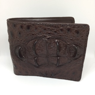 [ส่งฟรี]กระเป๋าสตางค์หนังจระเข้ พับเดียว หัว crocodile leather wallet with crocodile head