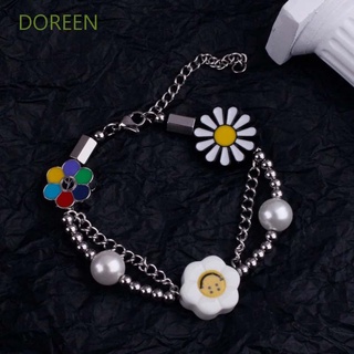 Doreen ฮิปฮอป ดอกทานตะวัน สร้อยคอ เกาหลี กระดูกไหปลาร้า โซ่ สร้อยข้อมือผู้หญิง มุก อินเทรนด์ ป้องกันสงคราม เดซี่ ยิ้ม เครื่องประดับแฟชั่น เด็กผู้หญิง