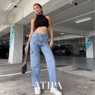 Atipashop - KARLA CARGO 777 JEANS กางเกงยีนส์ ยีนส์ ยีนส์ขายาว ทรงคาร์โก้ กระเป๋าข้าง