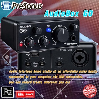 PreSonus AudioBox GO ออดิโออินเตอร์เฟส ultra-affordable compact 2x2 USB โฮมสตูดิโอในราคาประหยัด AudioBox-GO มิ๊กเซอร์ Go