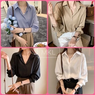 💖🥼MKL🥼💖 เสื้อเชิ้ตแขนยาว เสื้อเชิ้ตทำงาน คอปก ทรงสวย สไตล์เกาหลี 🌟💖✨ #3331