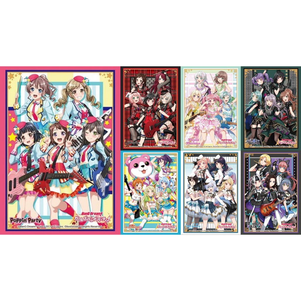 Bushiroad Sleeve BanG Dream! Poppin'Party, Afterglow, Pastel*Palettes, Hello, Happy World, Roselia, RAS, Morfonica