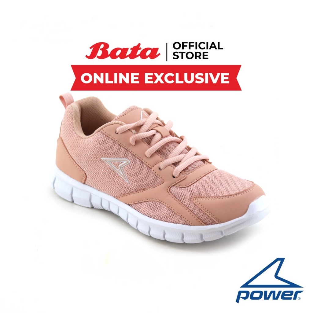(Online Exclusive) Bata บาจา Power รองเท้าผ้าใบสนีคเกอร์แบบผูกเชือก ออกกำลังกาย  รองรับน้ำหนักเท้า สำหรับผู้หญิง รุ่น Wave One สีชมพู 5805004