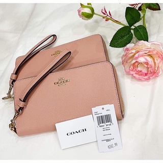 NEW LONG ZIP AROUND WALLET (COACH C3441) IM/Shell Pink ขนาด7 นิ้ว