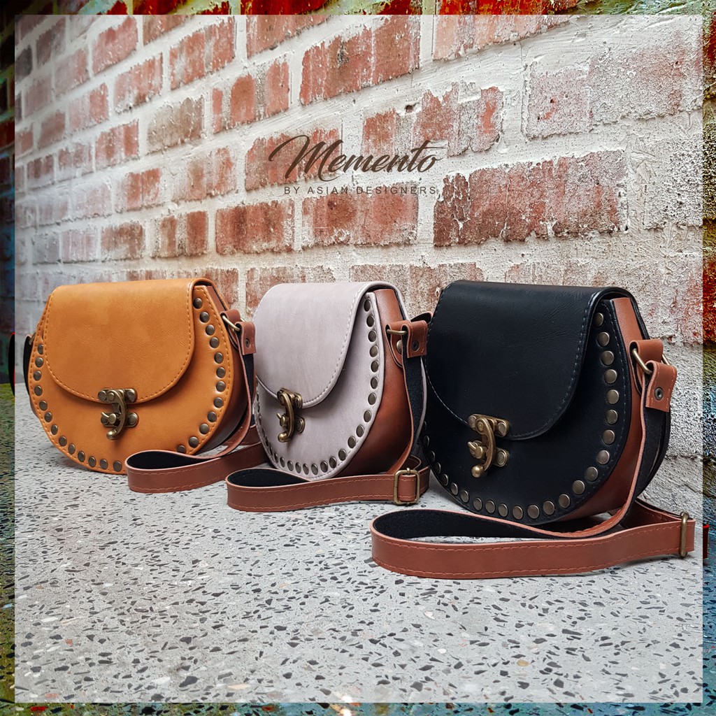 MEMENTO.ASIA Leather Luna Bag Tangerine Grey Classic Black Women Handbag Shoulder Bag Beg Tangan Wan