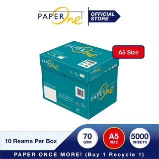 กระดาษถ่ายเอกสาร Paper One A5 70 gsm / 1  กล่อง 10 รีม