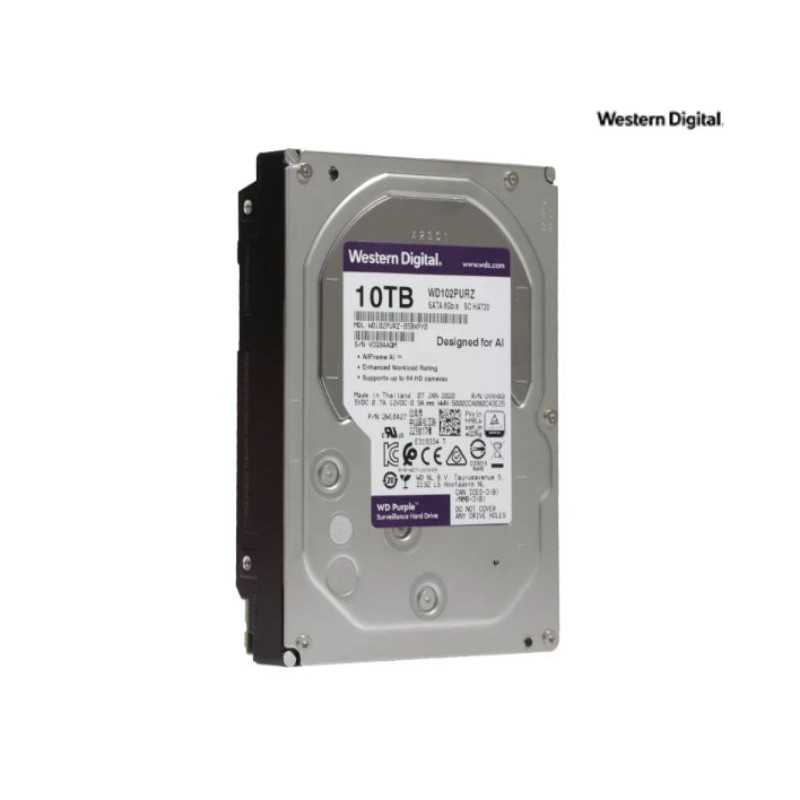 10 TB HDD (ฮาร์ดดิสก์) WD PURPLE SATA3 ( WD10PURX )