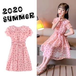 (พร้อมส่ง) เดรสกระโปรงสีชมพูลายจุดเเขนตุ๊กตา น่ารักราคาส่ง ผ้าดี