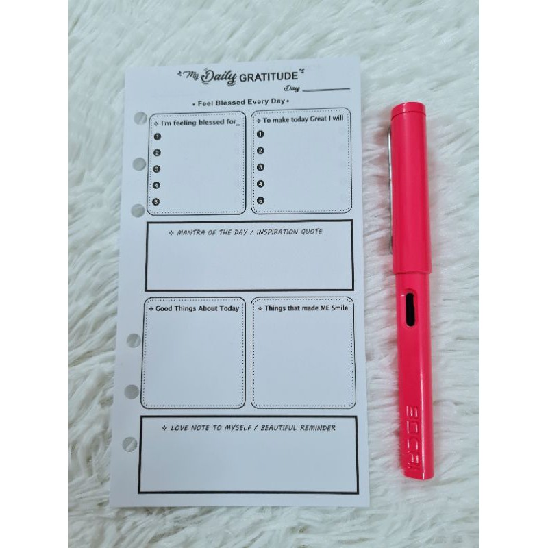 A6 MY DAILY GRATUDE 6 RING PLANNER INSERT REFILL