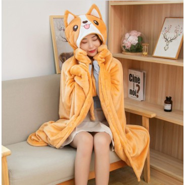 ผ้าห่มมีฮู้ด ผ้าห่มคลุมตัว ขนาด100x170 Cm ผ้าห่มคลุมไหล่มีหมวก ผ้าห่มคลุมไหล่กันหนาว - รูปที่ 2