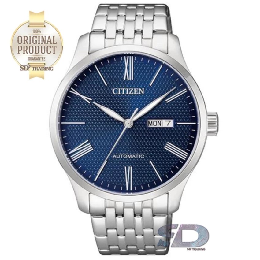 CITIZEN Men's Automatic Stainless Steel Watch รุ่น NH8350-59L - Silver/Navy เลขโรมัน