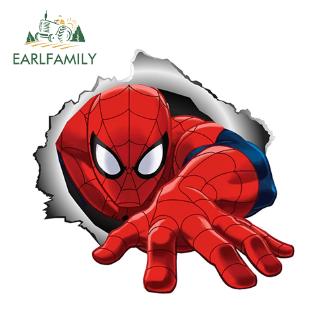 EARLFAMILY 13x12.1cm For Spiderman Sticker Torn Metal Car Stickers Waterproof Accessories Car Bumper Window Marvel Decal