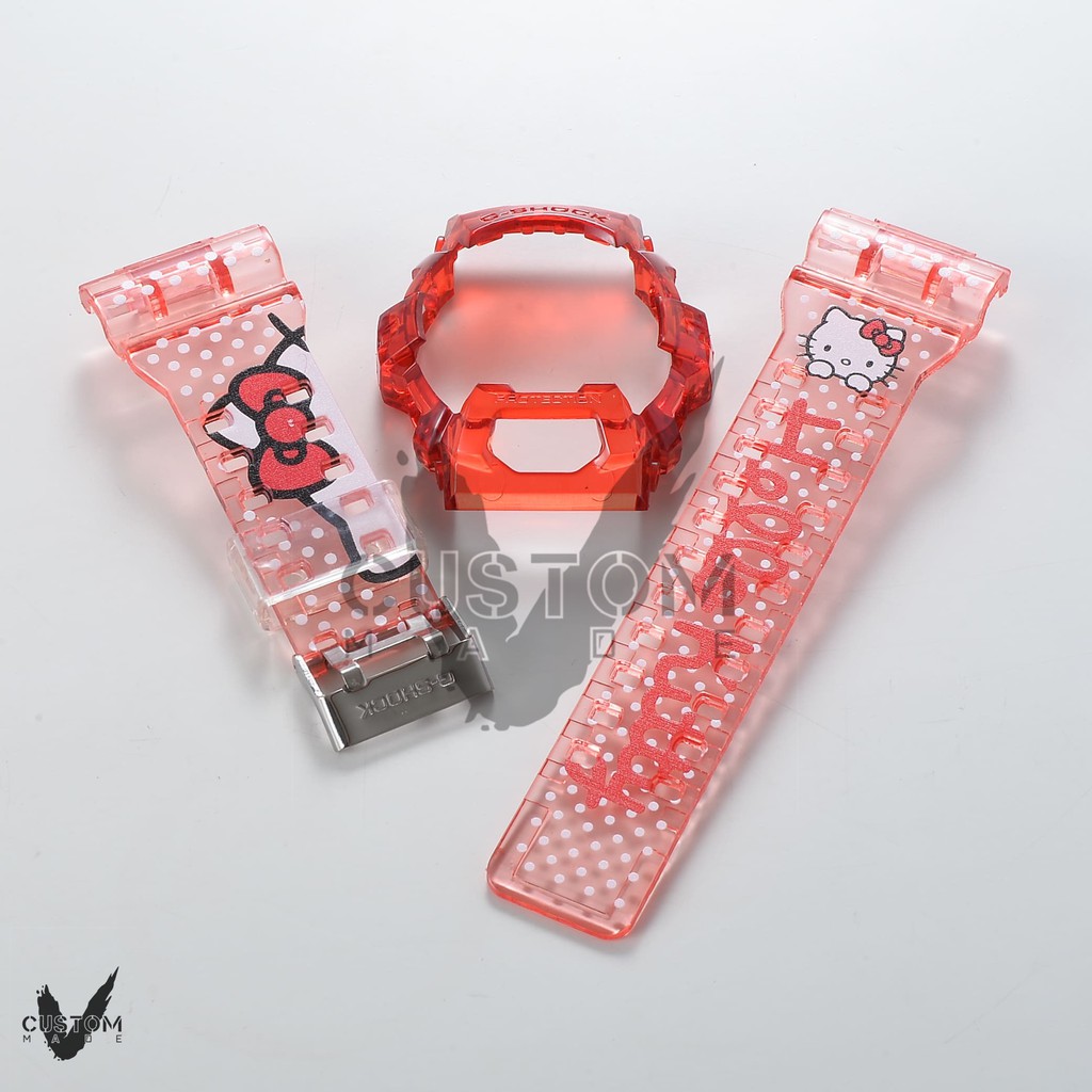 (Vcustom) G8900 CUSTOM PRINTING " HELLO KITTY " BAND AND BEZEL WATCH STRAPS