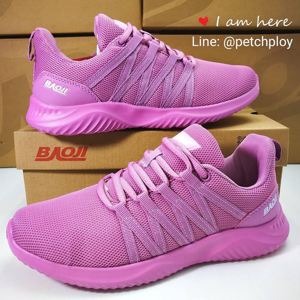 (BJW471) BAOJI รองเท้าผ้าใบผู้หญิง บาโอจิ รุ่นใหม่ สีชมพูม่วง Size 37-41