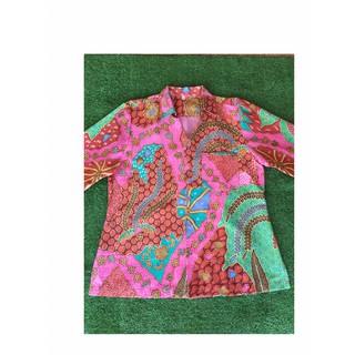 เสื้อเชิ๊ตผ้าปาเต๊ะ ผู้หญิง แขนสามส่วน