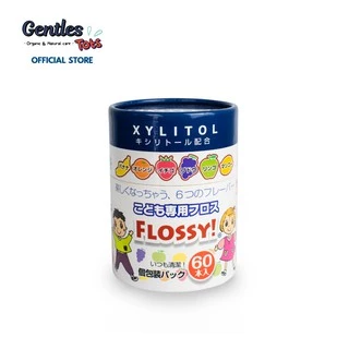 Flossy ไหมขัดฟันเด็ก Gentles Tots มี Xylitol และ กลิ่นผลไม้ (ของแท้จากญี่ปุ่น) /กล่อง 60 ชิ้น(Dentle Floss for Kids, 60
