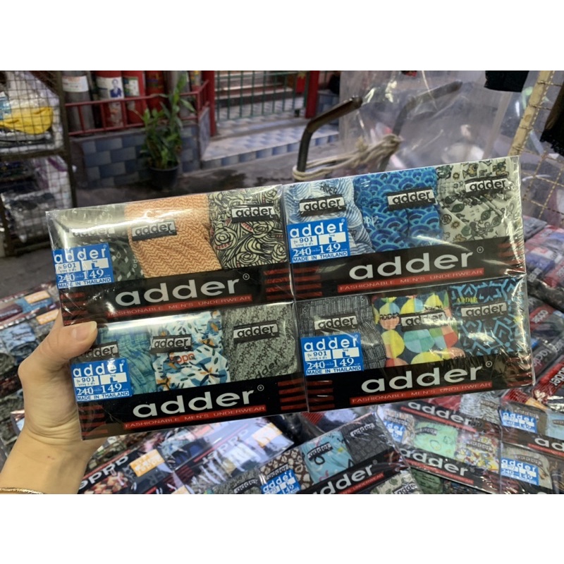 กางเกงในแอดเดอร์เเพ็ค adder ขอบหุ้ม/ขอบโชว์ F/L/XLผ้าลาย แพ็ค 3 ตัวคละสี กางเกงในผู้ชาย ผ้าคอตตอน ลายเปลี่ยนตามซีซั่น - รูปที่ 6