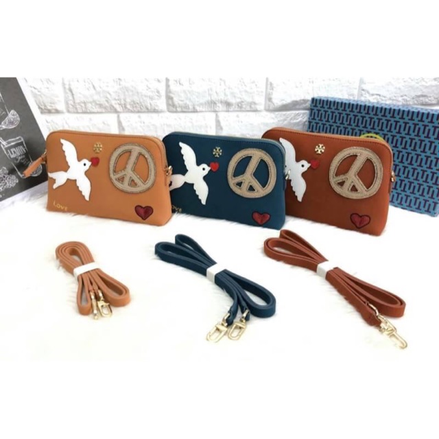 TORY BURCH Peace Embellished Mini Crossbody and Clutch Bag | Shopee Thailand