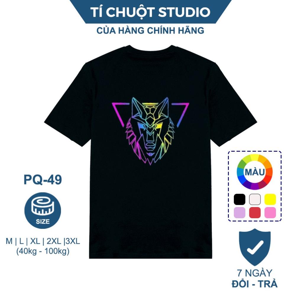 เสื้อยืดสะท้อนแสง Hades wolf head เสื้อยืดผู้ชายและผู้หญิง Cotton 100% ทรงหลวม แขน oversize - Ti Mou