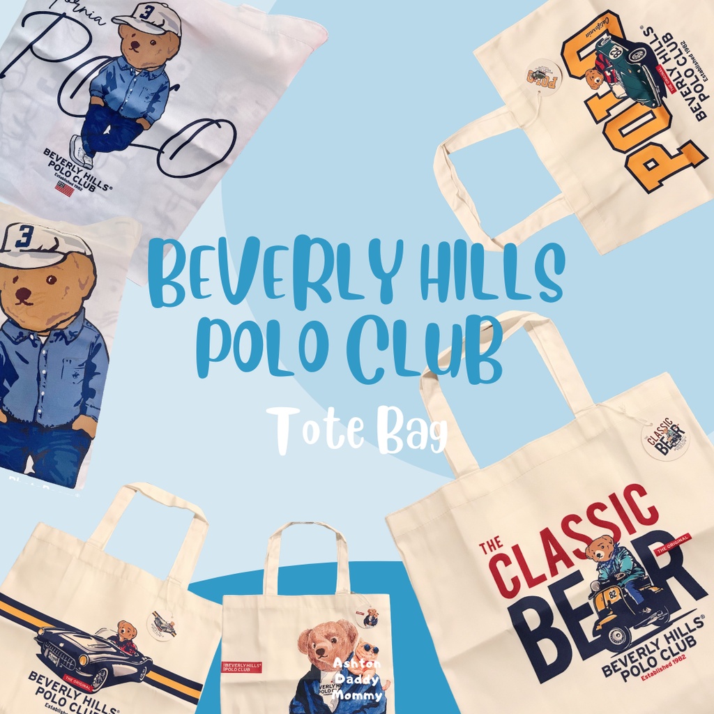 Beverly Hills Polo Club Tote Bag กระเป๋าผ้าหมีน้อยโปโล ของแท้ 100%