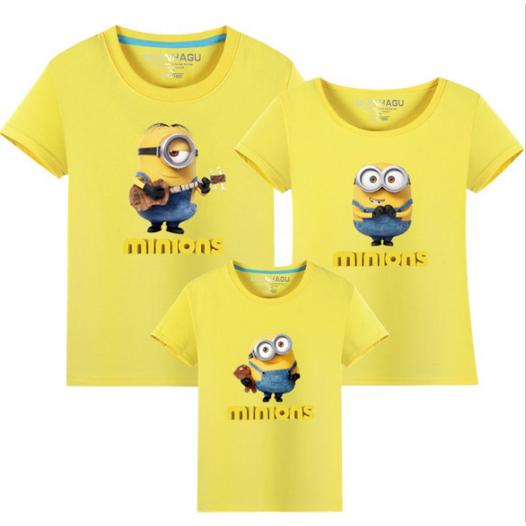 เสื้อยืด ผ้าฝ้าย พิมพ์ลายมินเนี่ยน 8 สี เหมาะกับครอบครัว ปาร์ตี้วันเกิด สําหรับผู้ชาย และผู้หญิง
