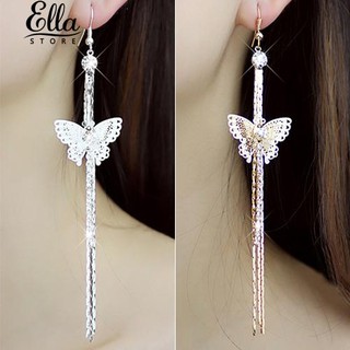 Lady Rhinestone Butterfly Party วางตุ๊กตายาวใส่ต่างหูแบบ Linear Earrings